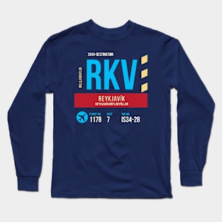 Reykjavik Airport Stylish Luggage Tag (RKV) Long Sleeve T-Shirt